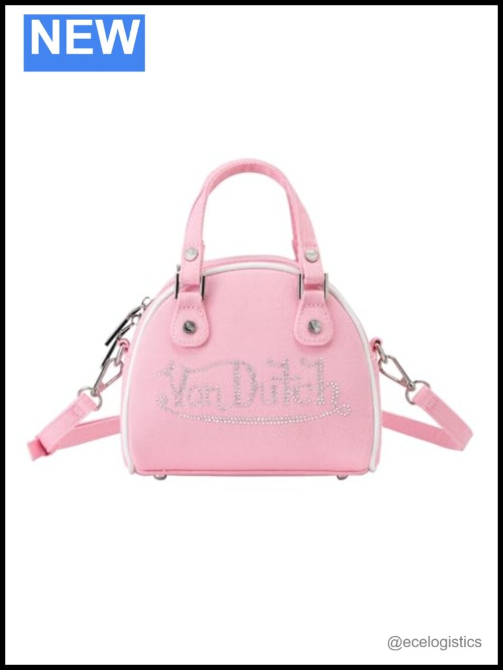 Vegan Faux Leather Mini Bowling Bag Purse with Top Handle